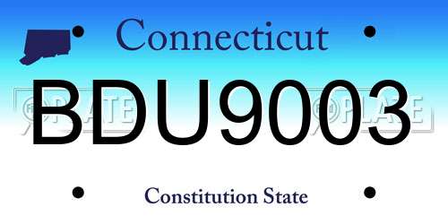 BDU9003 Connecticut License Plate