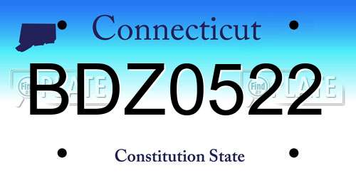 BDZ0522 Connecticut License Plate