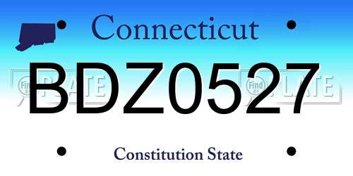 BDZ0527 Connecticut License Plate