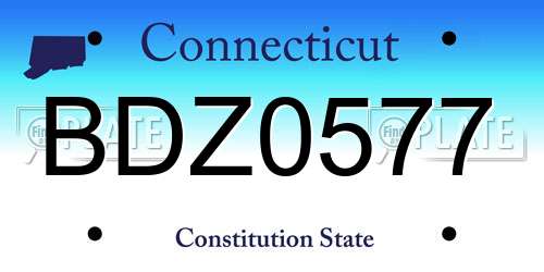 BDZ0577 Connecticut License Plate