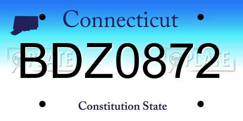 BDZ0872 Connecticut License Plate