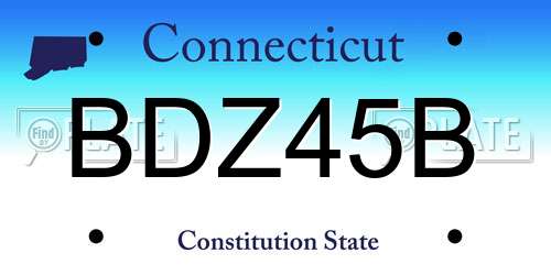 BDZ45B Connecticut License Plate