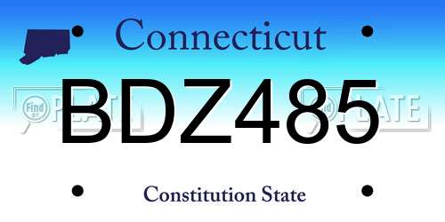 BDZ485 Connecticut License Plate