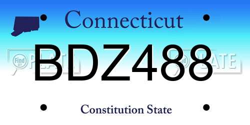 BDZ488 Connecticut License Plate