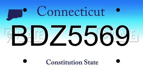 BDZ5569 Connecticut License Plate
