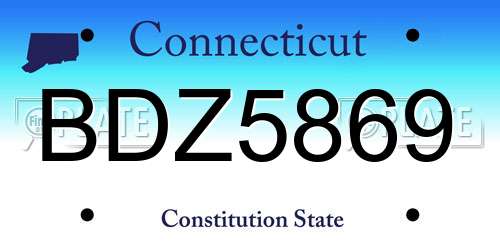 BDZ5869 Connecticut License Plate
