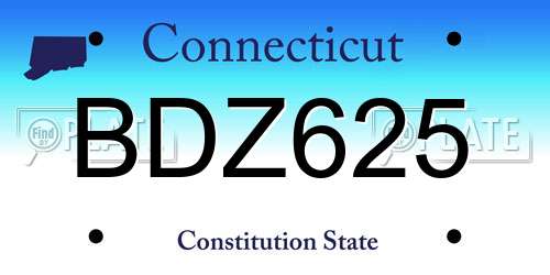 BDZ625 Connecticut License Plate