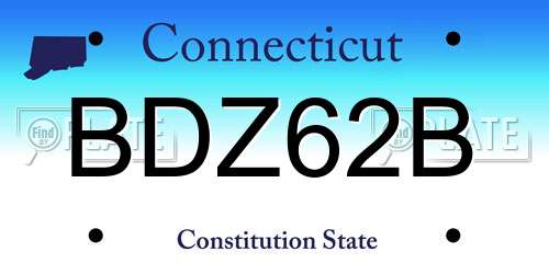BDZ62B Connecticut License Plate
