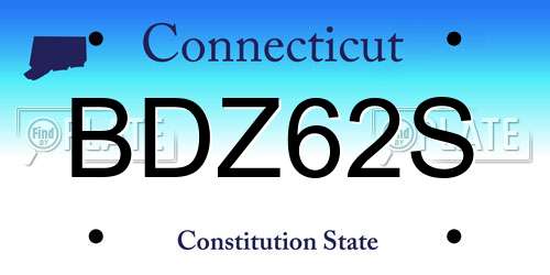 BDZ62S Connecticut License Plate