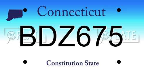 BDZ675 Connecticut License Plate