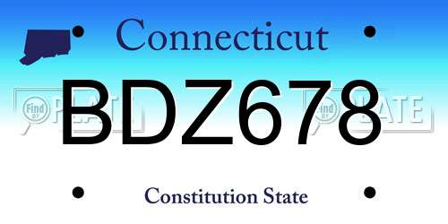 BDZ678 Connecticut License Plate
