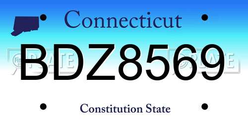 BDZ8569 Connecticut License Plate