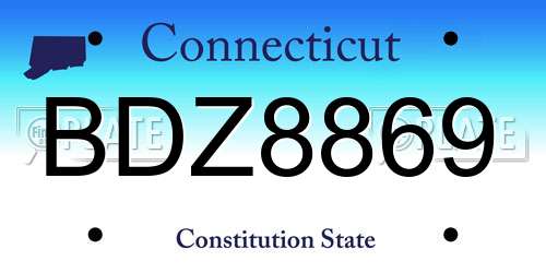 BDZ8869 Connecticut License Plate