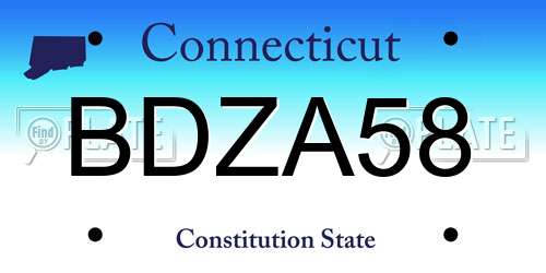 BDZA58 Connecticut License Plate