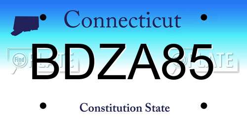 BDZA85 Connecticut License Plate