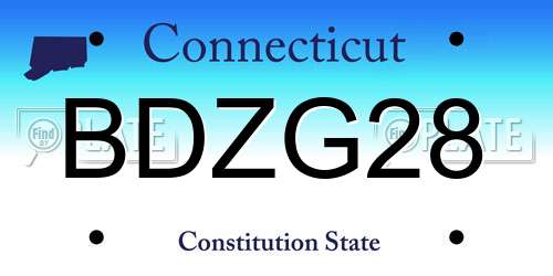 BDZG28 Connecticut License Plate