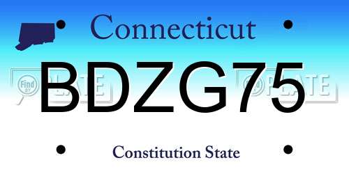 BDZG75 Connecticut License Plate