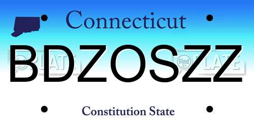 BDZOSZZ Connecticut License Plate