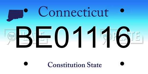 BE01116 Connecticut License Plate