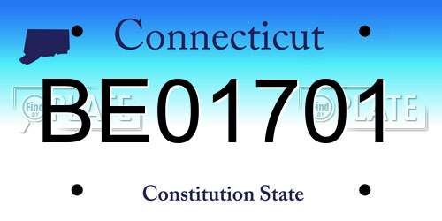 BE01701 Connecticut License Plate