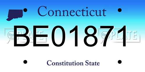 BE01871 Connecticut License Plate