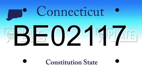BE02117 Connecticut License Plate