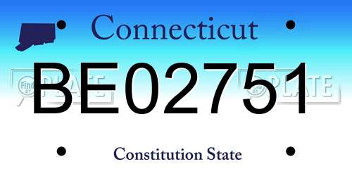 BE02751 Connecticut License Plate