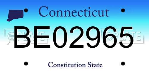 BE02965 Connecticut License Plate