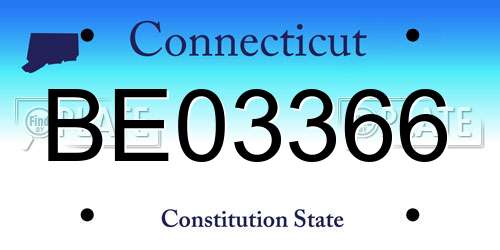 BE03366 Connecticut License Plate