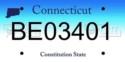 BE03401 Connecticut License Plate