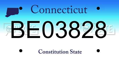 BE03828 Connecticut License Plate