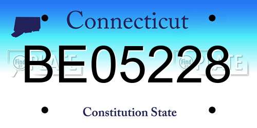 BE05228 Connecticut License Plate