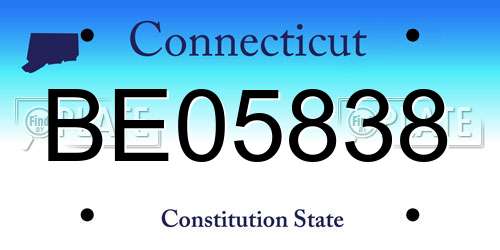 BE05838 Connecticut License Plate