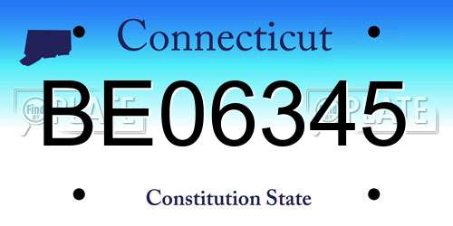 BE06345 Connecticut License Plate