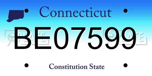 BE07599 Connecticut License Plate