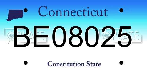BE08025 Connecticut License Plate