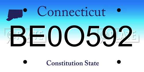 BE0O592 Connecticut License Plate