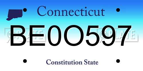 BE0O597 Connecticut License Plate