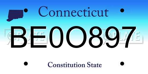 BE0O897 Connecticut License Plate