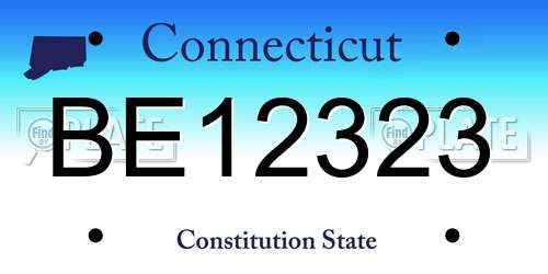 BE12323 Connecticut License Plate