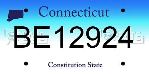 BE12924 Connecticut License Plate