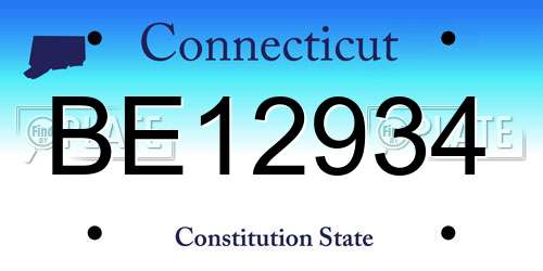 BE12934 Connecticut License Plate