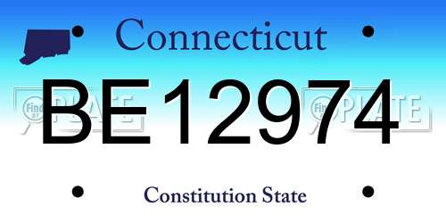 BE12974 Connecticut License Plate