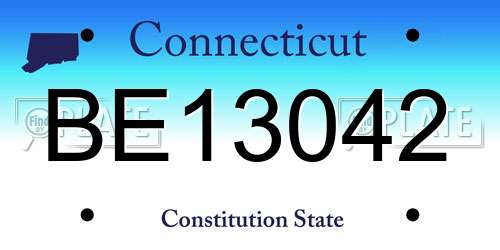 BE13042 Connecticut License Plate