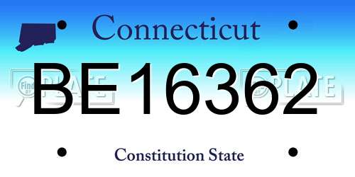 BE16362 Connecticut License Plate