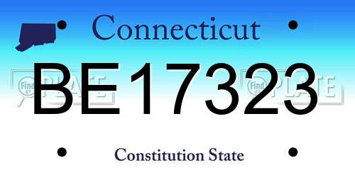 BE17323 Connecticut License Plate