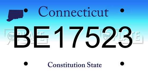BE17523 Connecticut License Plate