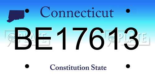 BE17613 Connecticut License Plate
