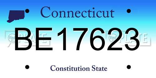 BE17623 Connecticut License Plate