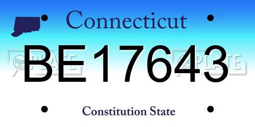 BE17643 Connecticut License Plate